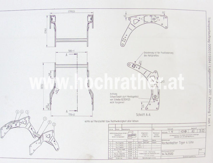 Rechenhalter Tiger 4 Li/Re (34743500) Horsch